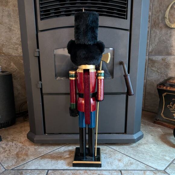 2 Foot Teddy Bear Nutcracker Christmas Holiday Decor Soldier Wood 24" Large 2014 - Picture 5 of 16